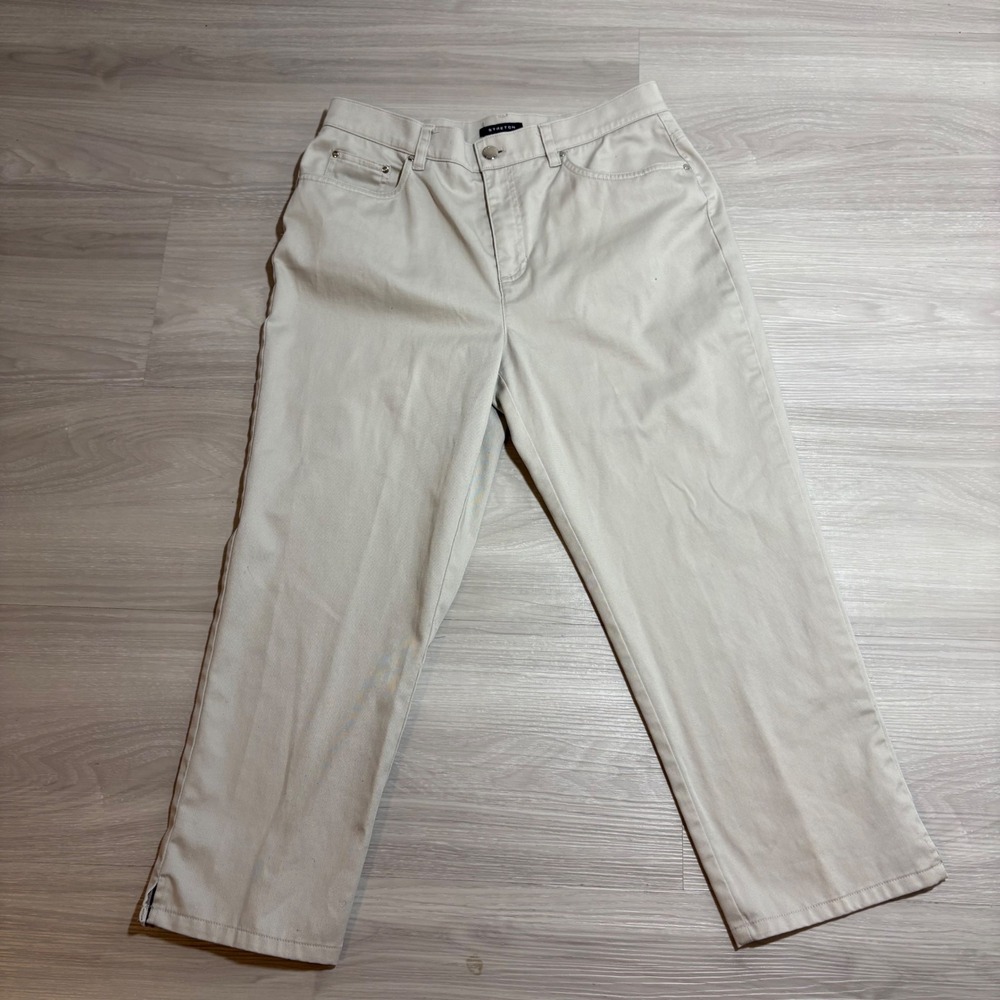 Jones New York Pants Women Signature Petite Khaki Stretch Straight Leg Pants 10P
